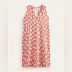 Boden Notch-Neck Jersey Sleeveless Dress in Daisy Pome Persimmon Fuzzy Peach 6